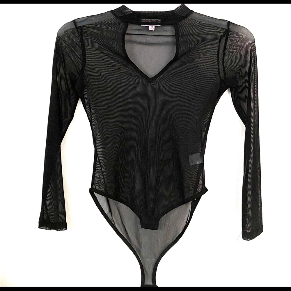 Madrag Sheer Mesh Body Suit Women Black Medium